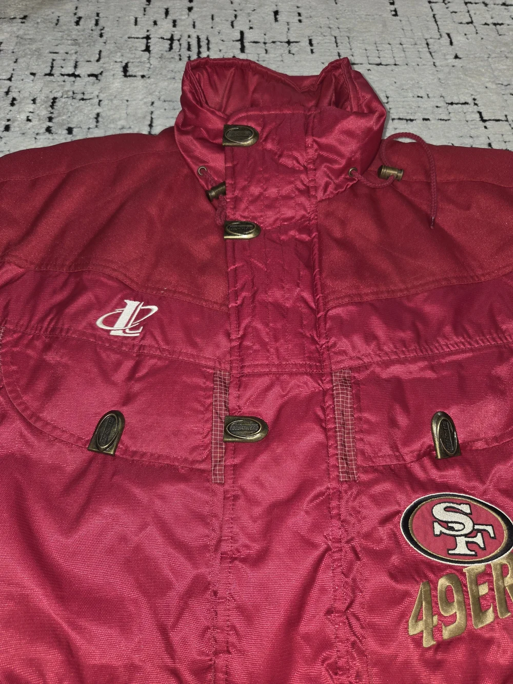 Vintage 90s San Francisco 49ers Logo Athletic Pro Line Jacket Puffer Coat Size [